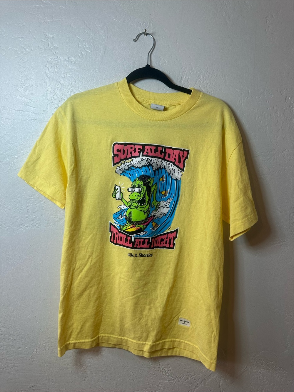 Yellow 'Surf All Day Troll All Night' Graphic Tee